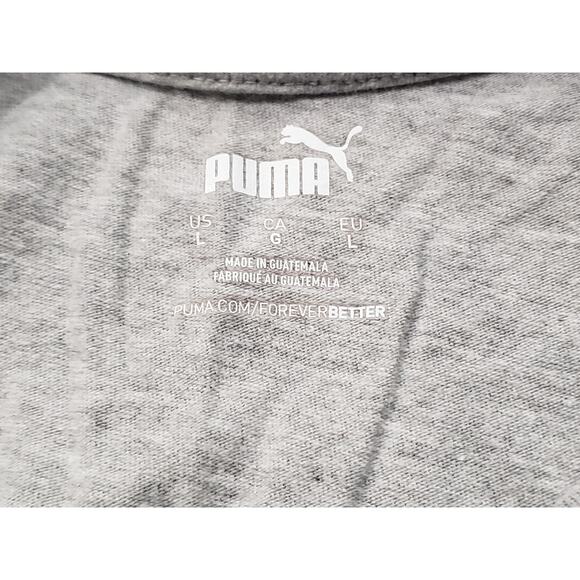 Puma Gray Cougar Face Short Sleeve Crew Neck Shirt Comfort Active Top Puma Logo - Picture 3 of 7